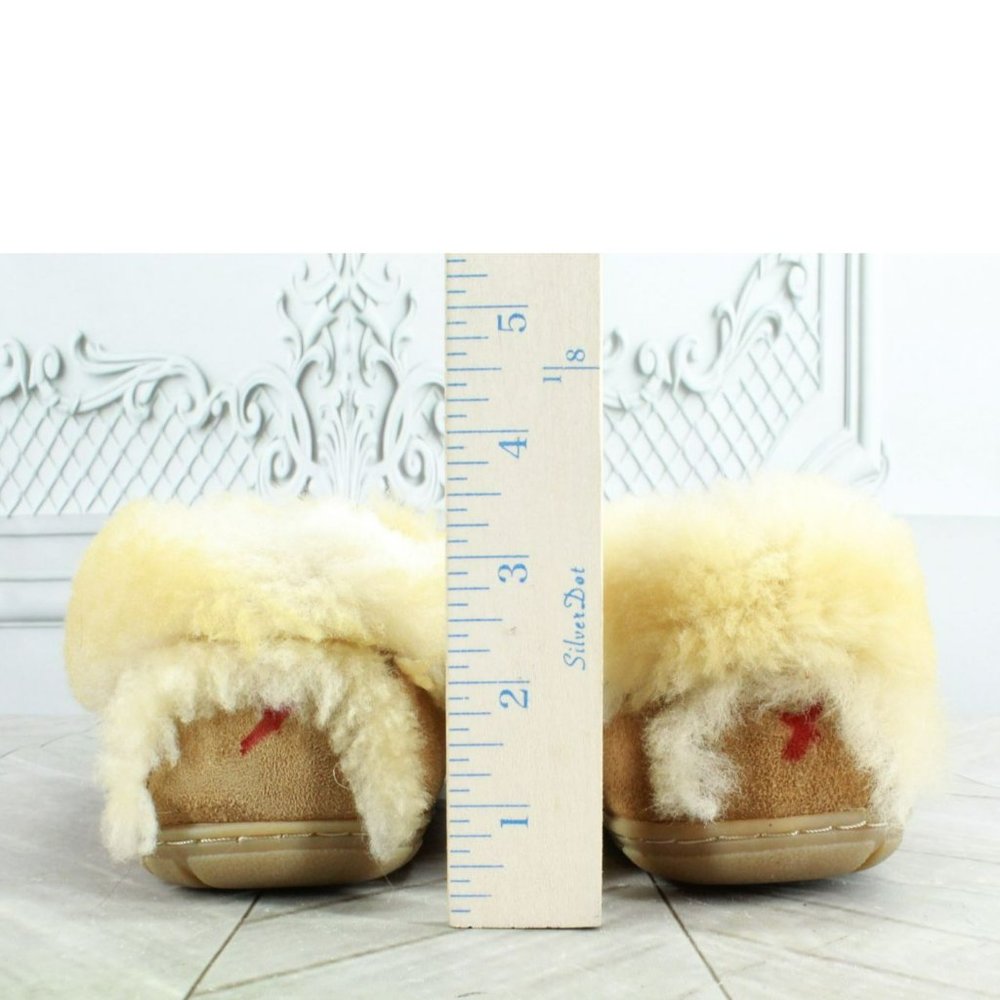 LL Bean Brown Suede Wicked Good Shearling Lined Moccasin Slippers Size 8 M - Picture 6 of 7